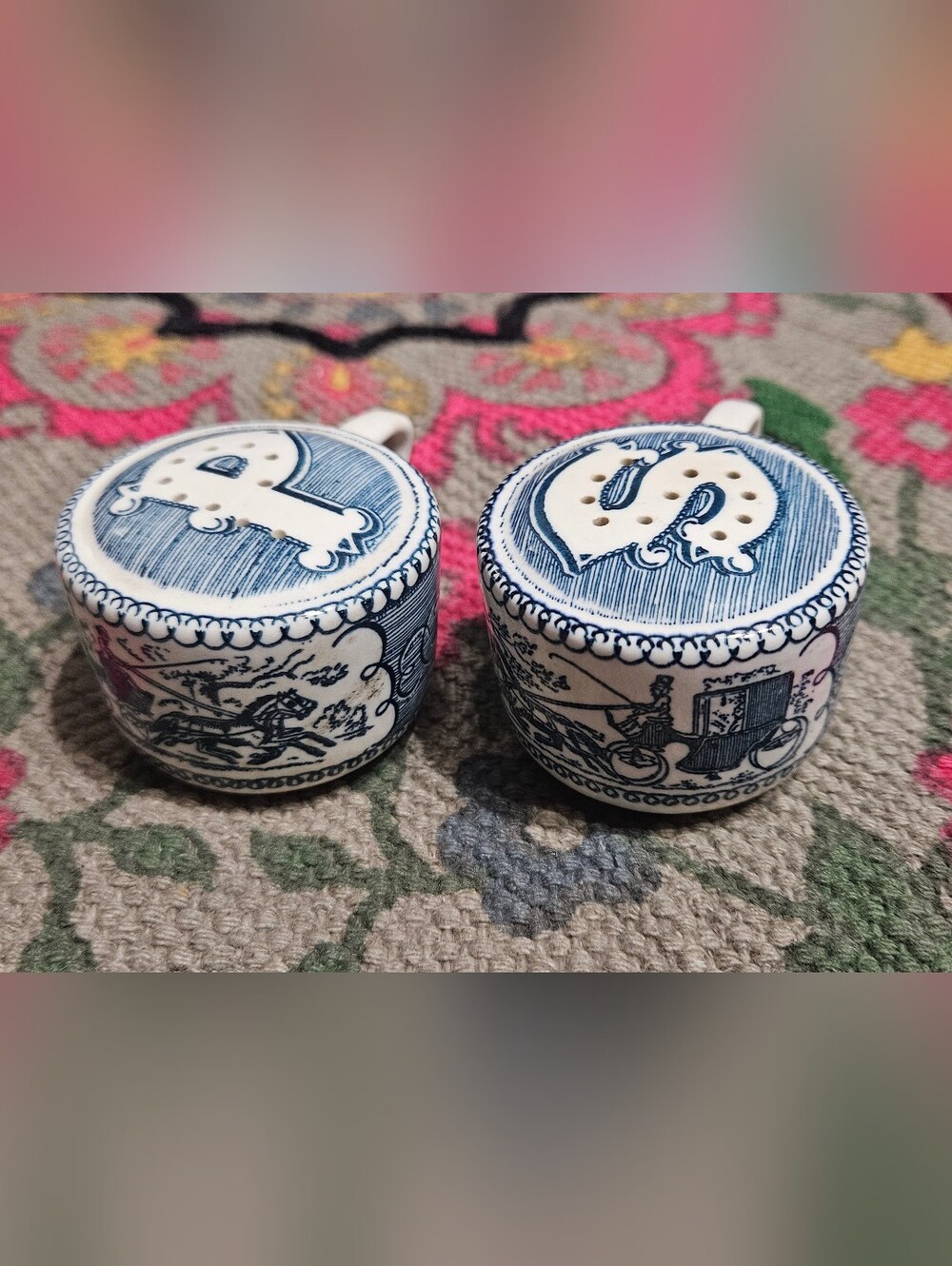 Vintage Currier & Ives Salt and Pepper Shakers